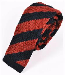 Italian-made straight-cut tie in knitted cotton piqué - Blue/Red