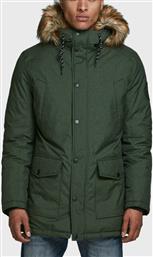 Jack & Jones 12174383 Ανδρικό Μπουφάν Παρκά για Χειμώνα Χακί από το Spartoo
