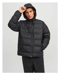 Jack & Jones Ανδρικό Χειμωνιάτικο Μπουφάν Puffer Αντιανεμικό Μαύρο