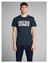 Jack & Jones Logo Ανδρικό T-shirt Blue / Navy Blazer με Λογότυπο από το Modivo