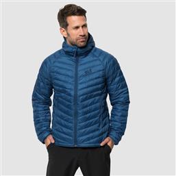 Jack Wolfskin Puffer Navy Μπλε Atmosphere Αδιάβροχο & Αντιανεμικό Μπουφάν Με Κουκούλα από το Plus4u