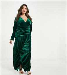 Jaded Rose Plus exclusive velvet wrap maxi dress in emerald green από το Asos