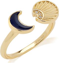Jcou Γυναικείο Δαχτυλίδι με Ζιργκόν & Σμάλτο από Ασήμι Επιχρυσωμένο από το Kosmima24