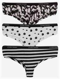 John Frank Black & White Βαμβακερά Γυναικεία Slip 3Pack
