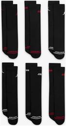 Jordan Αθλητικές Παιδικές Κάλτσες Μακριές Μαύρες 6 Ζευγάρια
