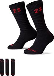 Jordan Essential Αθλητικές Κάλτσες Μαύρες 3 Ζεύγη