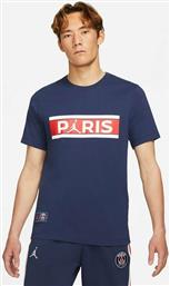 Jordan Paris Saint Germain Wordmark Αθλητικό Ανδρικό T-shirt Navy Μπλε με Λογότυπο από το Cosmossport