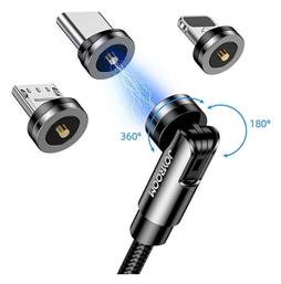 Joyroom Magnetic USB to Lightning / Type-C / micro USB Cable 2.4A Μαύρο 1.2m (S-1224X2)