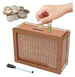 Kakeibo Box Γιαπωνέζικος Κουμπαράς Ξύλινος Ρετρό Αποταμίευση 3000€ Καφέ