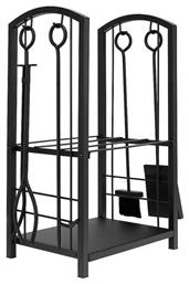 Kaminer Μεταλλικό Ράφι Αποθήκευσης Ξύλων 30x40x73cm Μαύρο