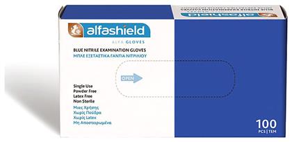 Karabinis Medical Alfashield Alfa Gloves Γάντια Νιτριλίου Χωρίς Πούδρα σε Μπλε Χρώμα 100τμχ