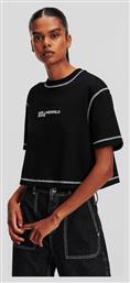 Karl Lagerfeld Γυναικείο Crop T-shirt Μαύρο από το Modivo
