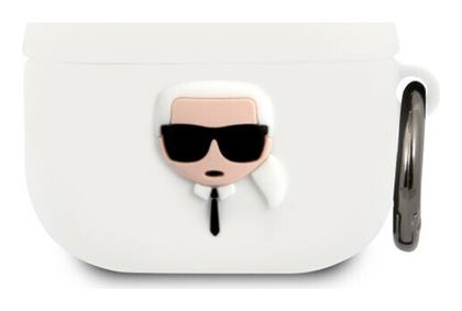 Karl Lagerfeld Karl Head Θήκη Σιλικόνης με Γάντζο σε Λευκό χρώμα για Apple AirPods 3