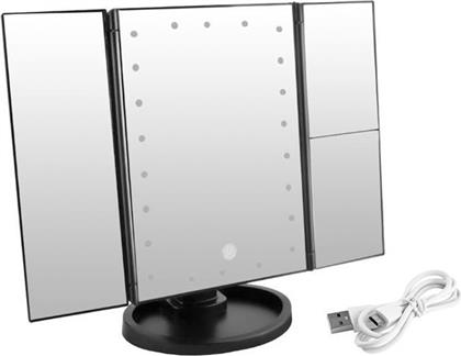Καθρέπτης Μακιγιάζ Επιτραπέζιος με Φως Zoom x3 34.5x28cm Μαύρος από το Public