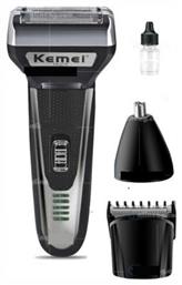 Kemei 3x1 Rechargeable Multi Function Shaver - Black KM-6776 Ξυριστική Μηχανή Προσώπου Επαναφορτιζόμενη από το Panora