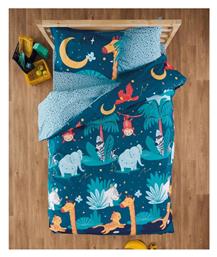 Kentia Tipu Σετ Παιδική Παπλωματοθήκη Μονή με Μαξιλαροθήκη Βαμβακερή Petrol, Ciel, Ochre, Terracotta 165x245εκ.