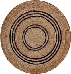 Kentia Yute Χαλί Στρογγυλό Καλοκαιρινό από Γιούτα 232 Beige / Black 120cm