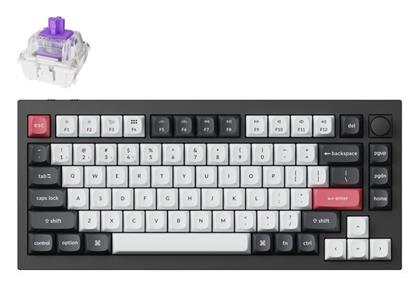 Keychron Q1H-M1 HE QMK Ασύρματο Gaming Μηχανικό Πληκτρολόγιο 75% με Gateron Double-Rail Magnetic Purple διακόπτες και RGB φωτισμό (Αγγλικό US) Carbon Black από το Public