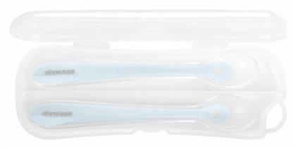 Kikka Boo Βρεφικό Σετ με Κουτάλια Flexible 2 Case από Σιλικόνη Γαλάζια σε Θήκη για 4+ μηνών 2τμχ