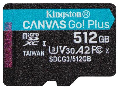 Kingston Canvas Go! Plus microSDXC 512GB Class 10 U3 V30 A2 UHS-I με αντάπτορα