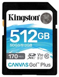 Kingston Canvas Go Plus SDXC 512GB Class 10 U3 V30 UHS-I από το e-shop