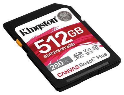 Kingston Canvas React Plus V60 SDXC 512GB Class 10 U3 V60 UHS-II