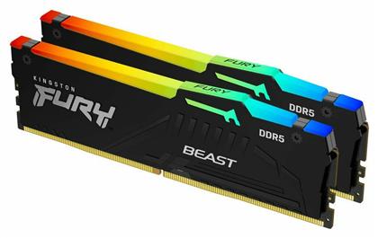 Kingston Fury Beast RGB 16GB DDR5 RAM με 2 Modules (2x8GB) και Ταχύτητα 5200 για Desktop