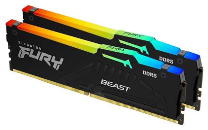 Kingston Fury Beast RGB 16GB DDR5 RAM με 2 Modules (2x8GB) και Ταχύτητα 5600 για Desktop