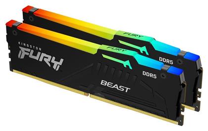 Kingston Fury Beast RGB 32GB DDR5 RAM με 2 Modules (2x16GB) και Ταχύτητα 5200 για Desktop