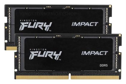 Kingston Fury Impact 16GB DDR5 RAM με 2 Modules (2x8GB) και Ταχύτητα 4800 για Laptop