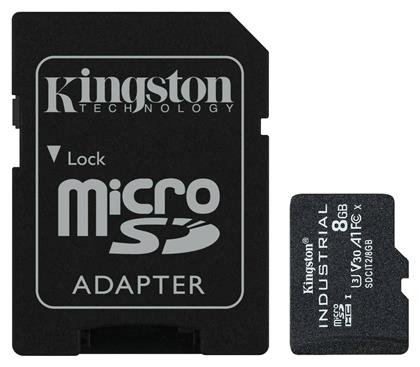 Kingston Industrial microSDHC 8GB Class 10 U3 V30 A1 UHS-I με αντάπτορα