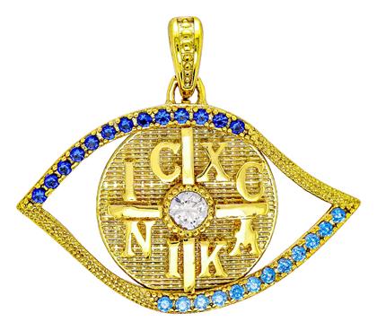 Kiriakos Gofas Μενταγιόν Παιδικό Φυλαχτό Διπλής Όψης από Χρυσό 9K PR774