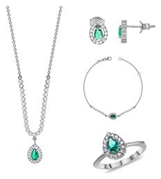Kiriakos Gofas Σετ με Κολιέ από Λευκόχρυσο 14K με Πέτρες