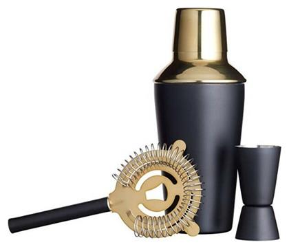 Kitchen Craft Σετ Cocktail Shaker, Μεζούρα Και Σουρωτήρι Cocktail 35.03022 3τμχ