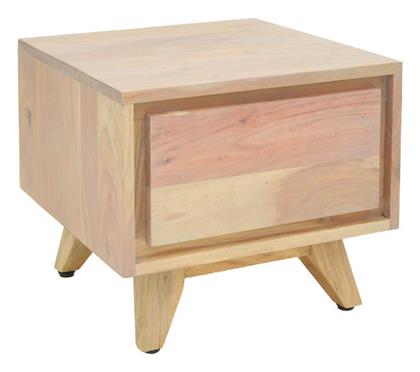 Κομοδίνο Emira από Μασίφ Ξύλο Μπεζ 40x40x35cm