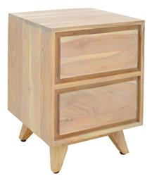 Κομοδίνο Emira από Μασίφ Ξύλο Μπεζ 40x40x54cm