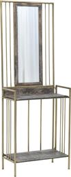 Κονσόλα Μεταλλική Χρυσή / Καφέ με Καθρέπτη 69x36x184cm από το Katoikein