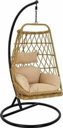 Κούνια Φωλιά Rattan 105x105x195cm Μαύρη / Μπεζ