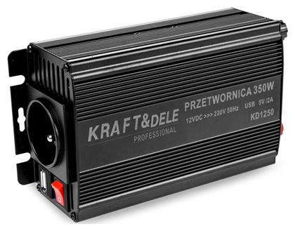 Kraft & Dele Inverter Αυτοκινήτου 350W για Μετατροπή 12V DC σε 230V AC με 1xUSB