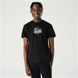 Lacoste Ανδρικό T-shirt Μαύρο με Στάμπα