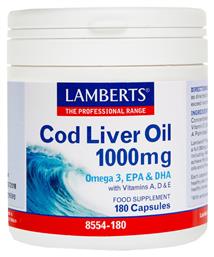 Lamberts Cod Liver Oil Μουρουνέλαιο 1000mg 180 κάψουλες