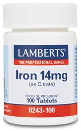 Lamberts Iron (as Citrate) 14mg 100 ταμπλέτες