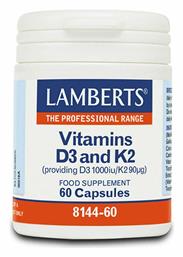 Lamberts Vitamin D3 1000iu & K2 90µg Βιταμίνη για Ανοσοποιητικό 1000iu 60 κάψουλες