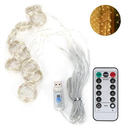 Λαμπάκια LED 3μ. x 300εκ Θερμό Λευκό USB τύπου Κουρτίνα 1τμχ Factory