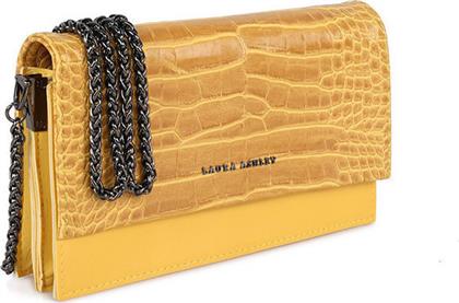 Laura Ashley Dudley Croco Γυναικεία Flap Bag 'Ωμου Κίτρινη
