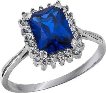 Λευκόχρυσο δαχτυλίδι Κ14 με μπλε πέτρα 028959 028959 Χρυσός 14 Καράτια από το Kosmima24