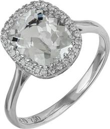 Λευκόχρυσο δαχτυλίδι ροζέτα με λευκό Topaz και διαμάντια Κ18 039188 039188 Χρυσός 18 Καράτια από το Kosmima24