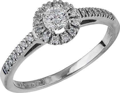 Λευκόχρυσο δαχτυλίδι στρογγυλή ροζέτα με μπριγιάν Κ18 037580 037580 Χρυσός 18 Καράτια