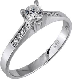 Λευκόχρυσο δαχτυλίδι Swarovski Κ14 με πλαϊνές πέτρες 025849 025849 Χρυσός 14 Καράτια
