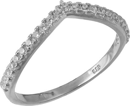Λευκόχρυσο σειρέ δαχτυλίδι Κ14 V με ζιργκόν πέτρες 031695 031695 Χρυσός 14 Καράτια από το Kosmima24